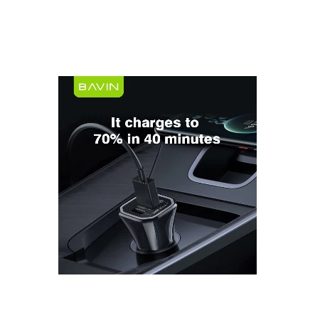 Bavin auto punjač  PD20W QC3.0 USB-A + USB-C crna - PC875BK