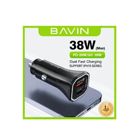 Bavin auto punjač  PD20W QC3.0 USB-A + USB-C crna - PC875BK