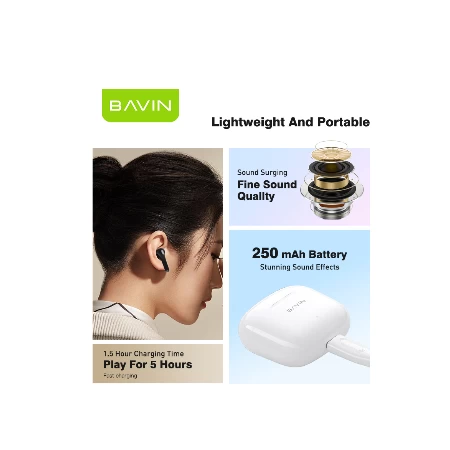 Bavin slušalice wireless earbuds crna - BA-61