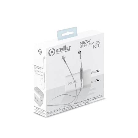 Celly  bluetooth slušalice + punjač 18W USB-C bela