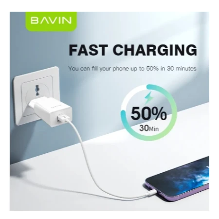 Bavin punjač 2.4A USB-A + kabl type-C bela - PC895Y