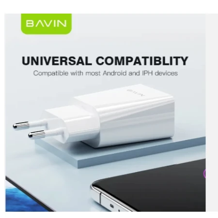 Bavin punjač 2.4A USB-A + kabl type-C bela - PC895Y