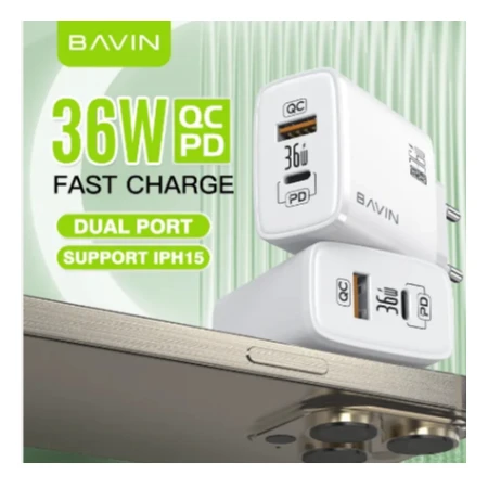 Bavin punjač 36W USB-A + USB-C bela - PC908Y
