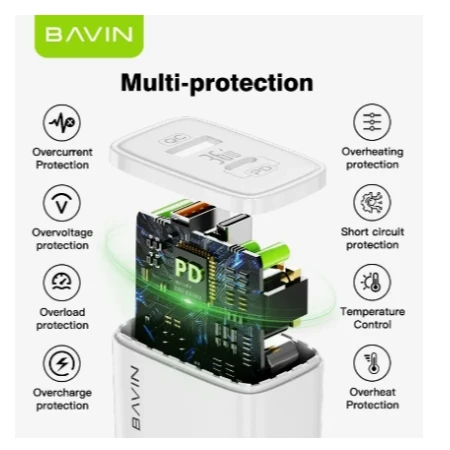 Bavin punjač 36W USB-A + USB-C bela - PC908Y