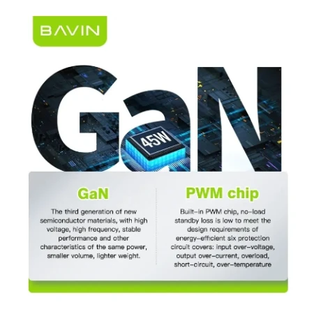 Bavin punjač  GaN 45W-PD USB-C crna - PC986Y