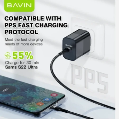 Bavin punjač  GaN 45W-PD USB-C crna - PC986Y
