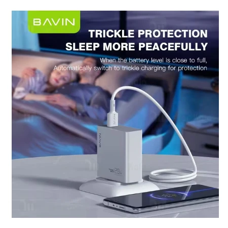 Bavin punjač 120W USB-A + kabl type-C bela - PC953Y