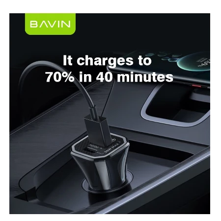 Bavin Auto punjač 20W PD QC3,0 USB&Type C bela - PC875