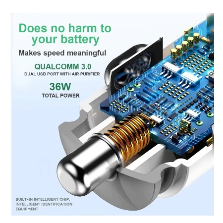 Bavin Auto punjač&sterilizator 36W PD QC3,0 2XUSB +kabl Lightning  bela - PC285