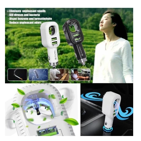 Bavin Auto punjač&sterilizator 36W PD QC3,0 2XUSB +kabl Lightning  bela - PC285