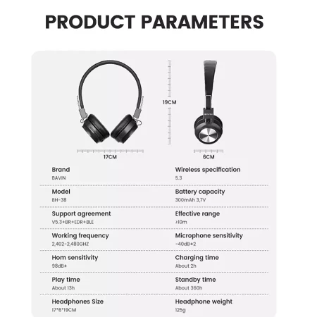 Bavin Wireless slušalice crna - BH-38