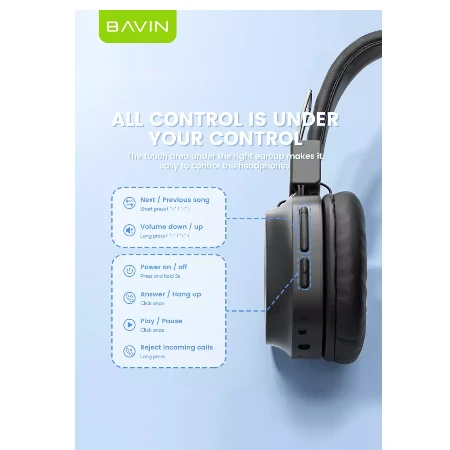 Bavin Wireless slušalice crna - BH-38