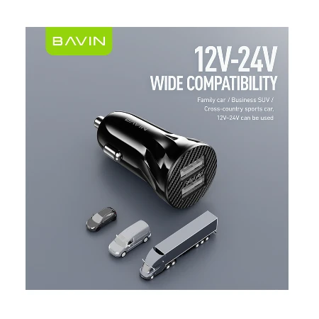 Bavin Auto punjač 2xUSB + kabl Micro crna - PC979
