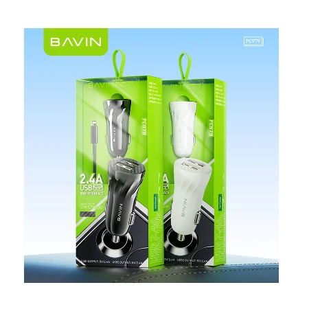 Bavin Auto punjač 2xUSB + kabl Micro crna - PC979