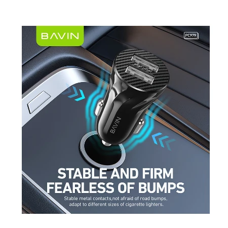 Bavin Auto punjač 2xUSB + kabl Micro crna - PC979