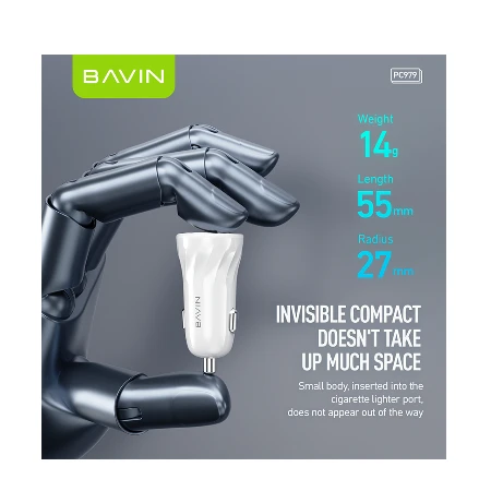 Bavin Auto punjač 2xUSB + kabl Lightning crna - PC979