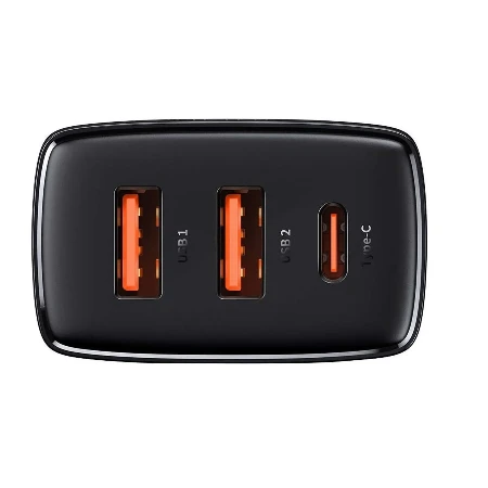 Baseus punjač Compact 30W 2*Usb A/1*Type C crna