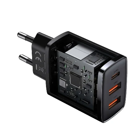 Baseus punjač Compact 30W 2*Usb A/1*Type C crna