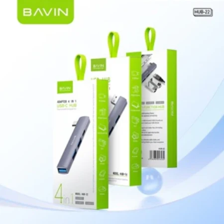 Bavin USB HUB 90° 4/1 3*Usb 2.0+ 1* Usb 3.0 siva HUB-16
