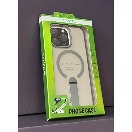 iPhone 15 Pro Max Bavitel MagSafe sa naslonom siva